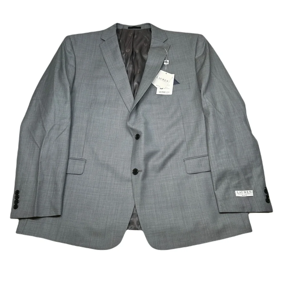 LRL Ralph Lauren‎ Slim Fit Suit Jacket Men 54L Light Gray Ultraflex Blazer $450